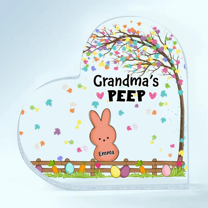 Grandma's Peeps - Personalized Heart-shaped Acrylic Plaque - Easter Gift For Grandma & Mom