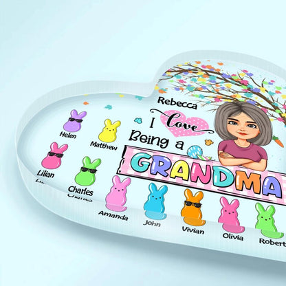 I Love Being A Grandma - Personalized Heart-shaped Acrylic Plaque - Easter Gift For Grandma & Mom