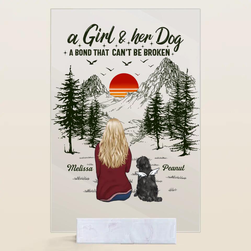 Personalized Acrylic Plaque - Mother's Day Gift For Dog Mom, Pet Lover - A Girl And Her Dogs A Bond That Can't Be Broken ARND0014
