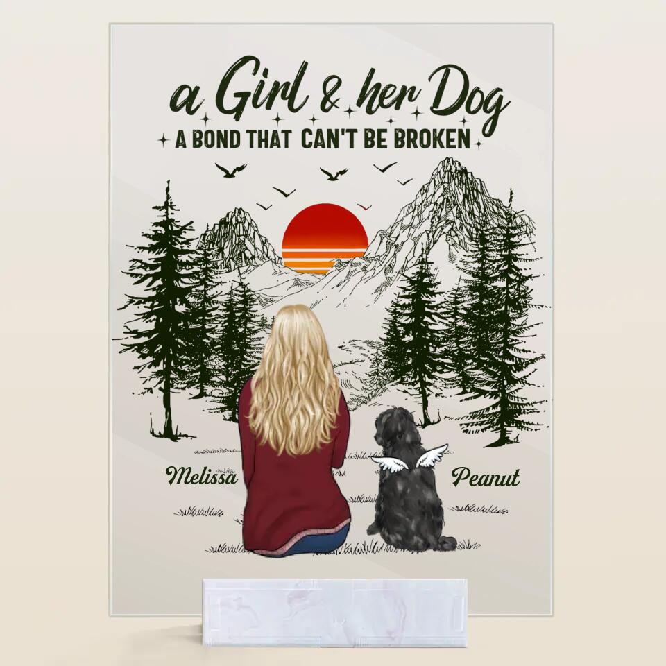 Personalized Acrylic Plaque - Mother's Day Gift For Dog Mom, Pet Lover - A Girl And Her Dogs A Bond That Can't Be Broken ARND0014
