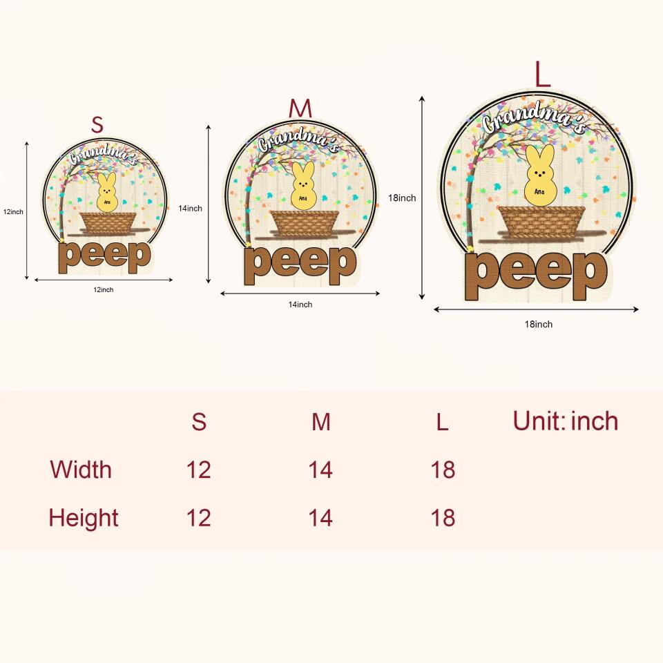 Grandma's Peeps - Personalized Door Sign - Easter Gift For Mom & Grandma