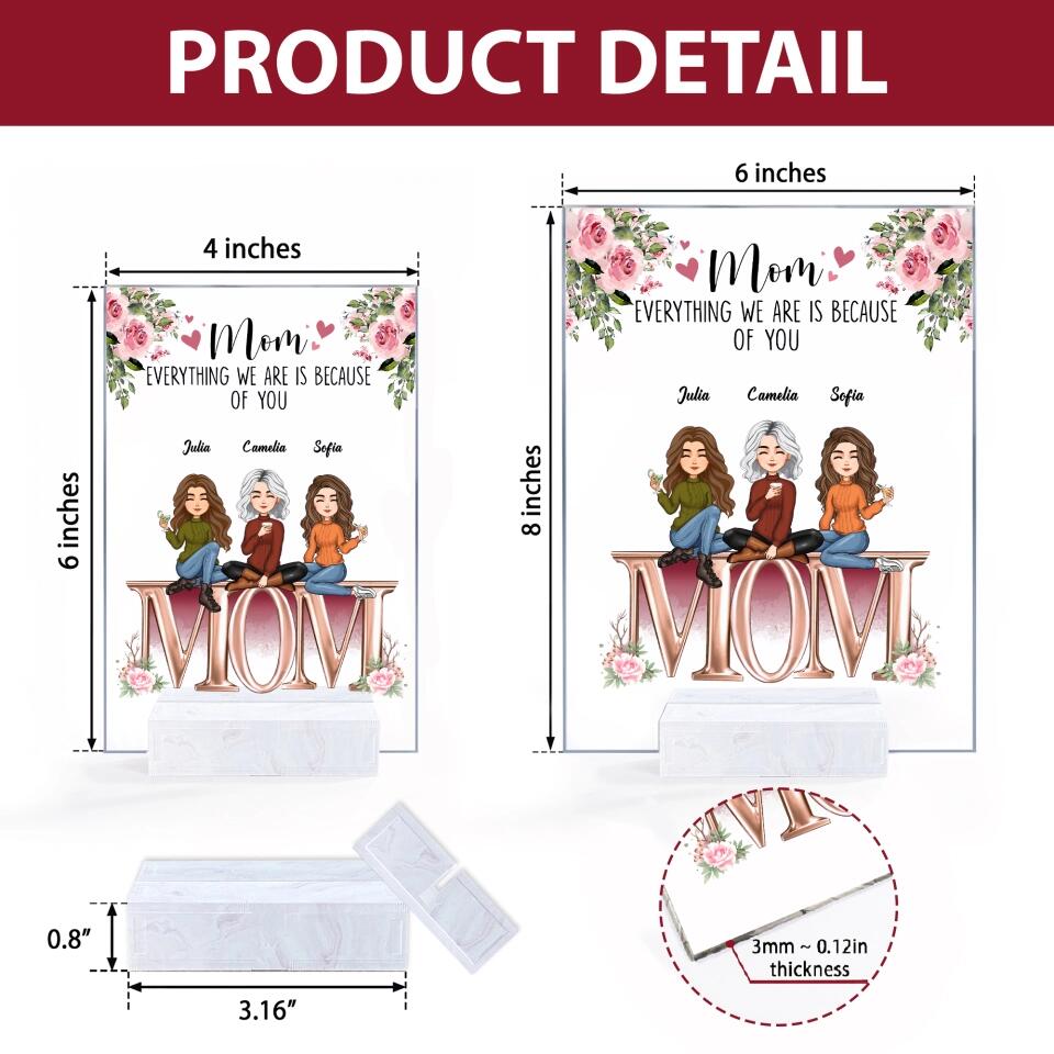 Personalized Acrylic Plaque - Gift For Mom - Forever Linked Together ARND018