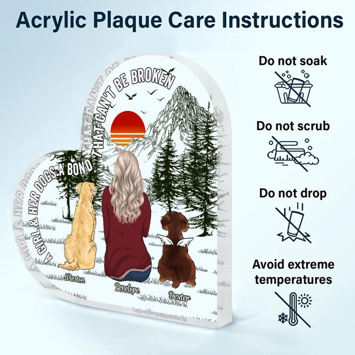 Personalized Heart-shaped Acrylic Plaque - Gift For Pet Lover - A Girl And Her Pet ARND036