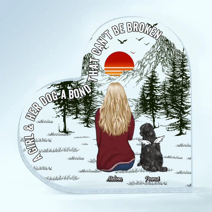 Personalized Heart-shaped Acrylic Plaque - Gift For Pet Lover - A Girl And Her Pet ARND036