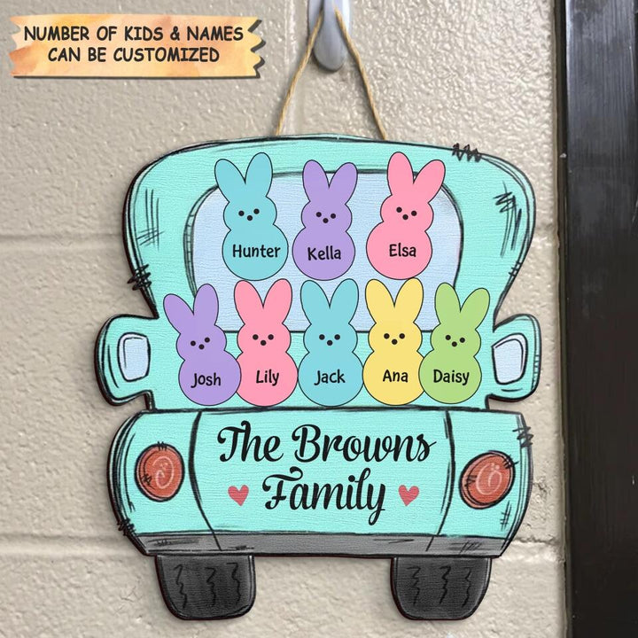 Easter Family Peeps - Personalized Door Sign - Easter Gift For Family
