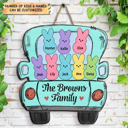 Easter Family Peeps - Personalized Door Sign - Easter Gift For Family