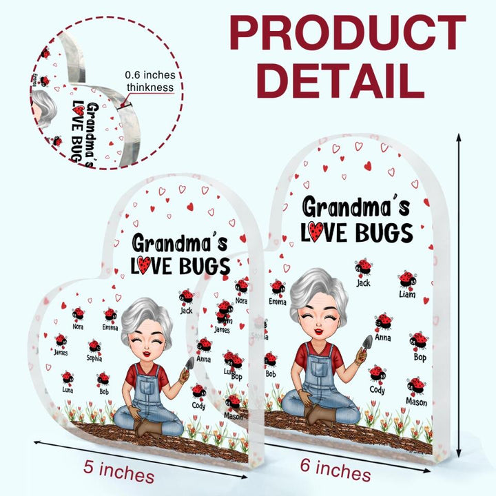 Personalized Heart-shaped Acrylic Plaque - Gift For Grandma - Grandma's Love Bugs ARND0014