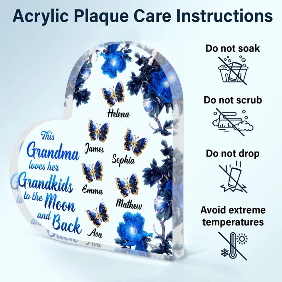 Personalized Heart-shaped Acrylic Plaque - Gift For Grandma - This Grandma Loves Her Grandkids To The Moon And Back ARND005