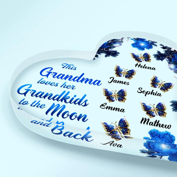 Personalized Heart-shaped Acrylic Plaque - Gift For Grandma - This Grandma Loves Her Grandkids To The Moon And Back ARND005