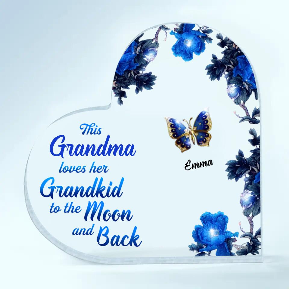 Personalized Heart-shaped Acrylic Plaque - Gift For Grandma - This Grandma Loves Her Grandkids To The Moon And Back ARND005