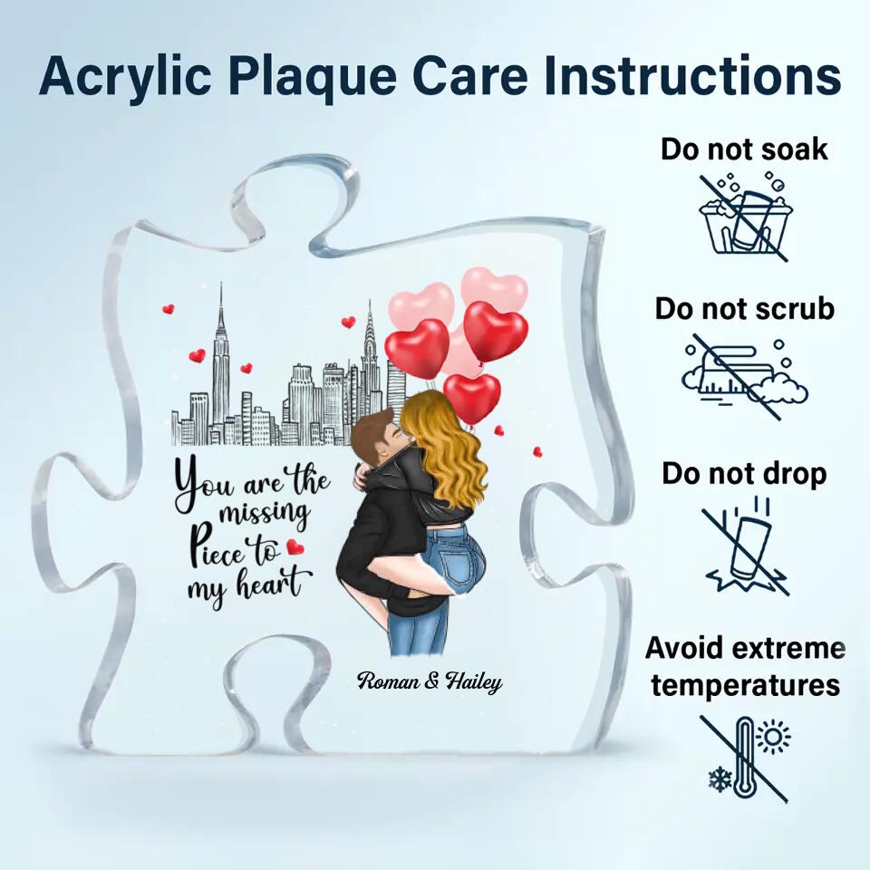 Personalized Puzzle Acrylic Plaque - Gift For Couple - The Missing Piece To My Heart ARND037