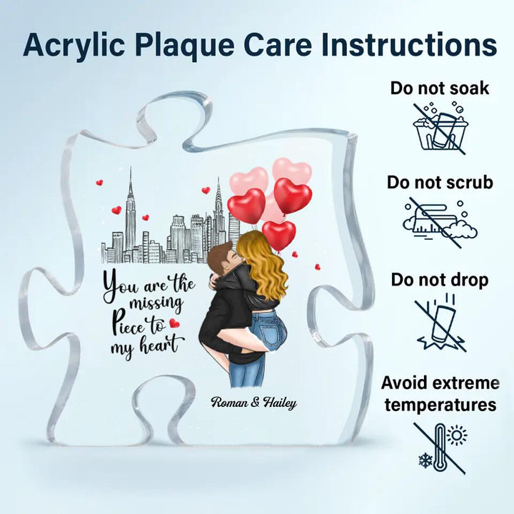 Personalized Puzzle Acrylic Plaque - Gift For Couple - The Missing Piece To My Heart ARND037