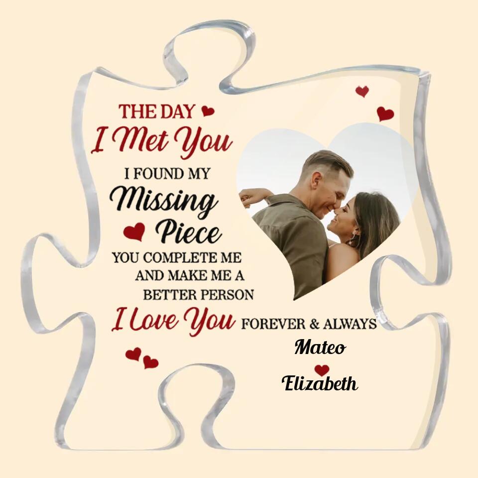 Personalized Puzzle Acrylic Plaque - Gift For Couple - The Day I Met You ARND036