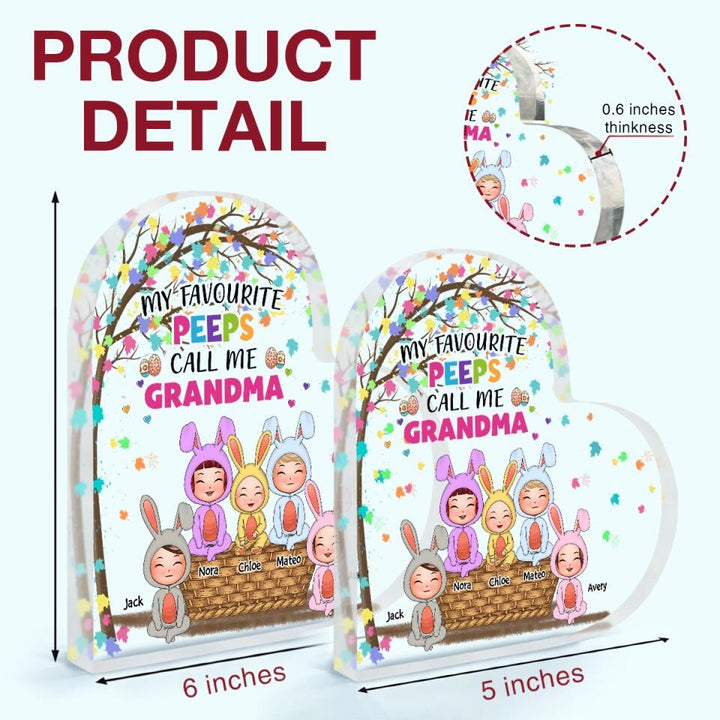 Grandma Favorite Peeps - Personalized Heart-shaped Acrylic Plaque - Easter Gift For Grandma
