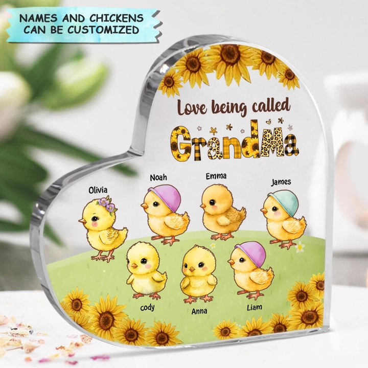 Personalized Heart-shaped Acrylic Plaque - Gift For Grandma - Love Being Called Grandma Chicken ARND0014