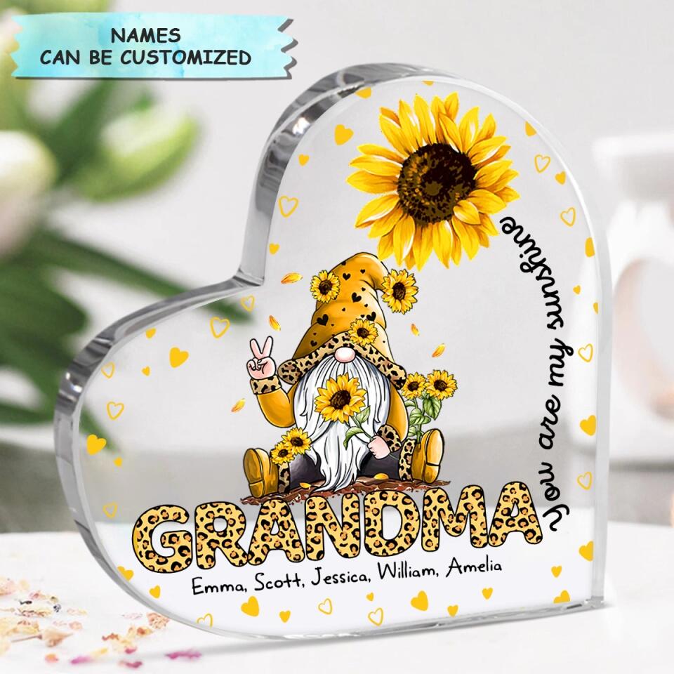 Personalized Heart-shaped Acrylic Plaque - Gift For Grandma - You Are My Sunshine ARND0014