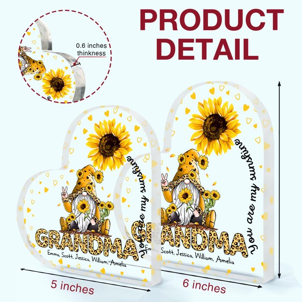 Personalized Heart-shaped Acrylic Plaque - Gift For Grandma - You Are My Sunshine ARND0014