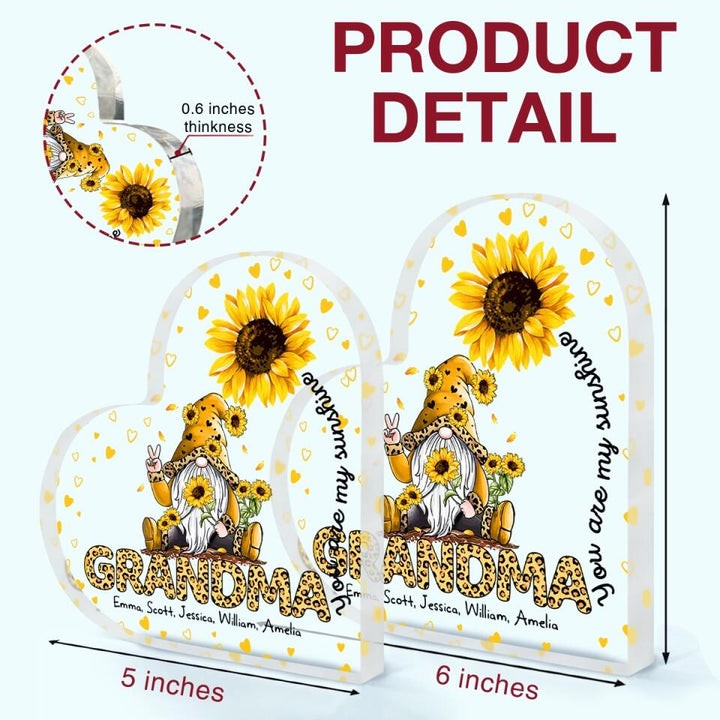 Personalized Heart-shaped Acrylic Plaque - Gift For Grandma - You Are My Sunshine ARND0014