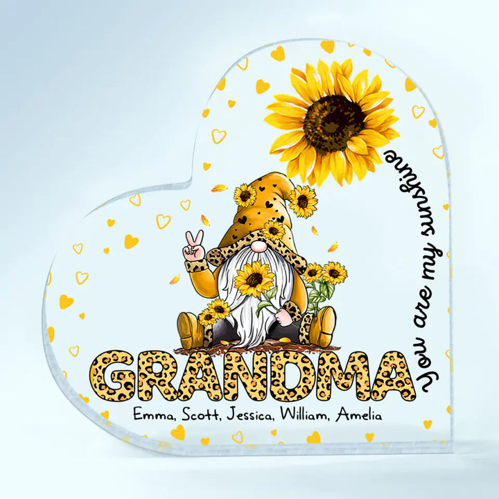 Personalized Heart-shaped Acrylic Plaque - Gift For Grandma - You Are My Sunshine ARND0014