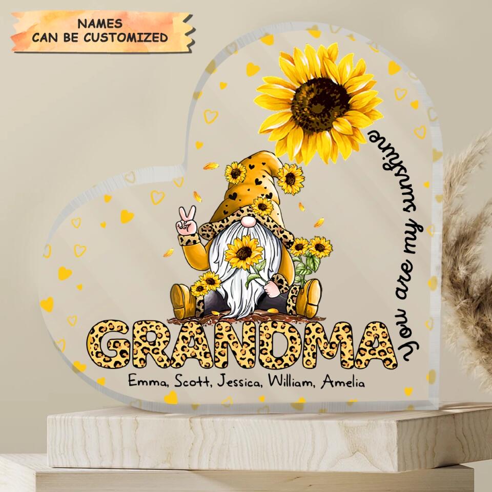 Personalized Heart-shaped Acrylic Plaque - Gift For Grandma - You Are My Sunshine ARND0014