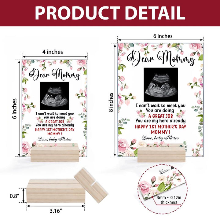 Personalized Acrylic Plaque - Gift For Mom - Dear Mommy, I Can't Wait To Meet You ARND037