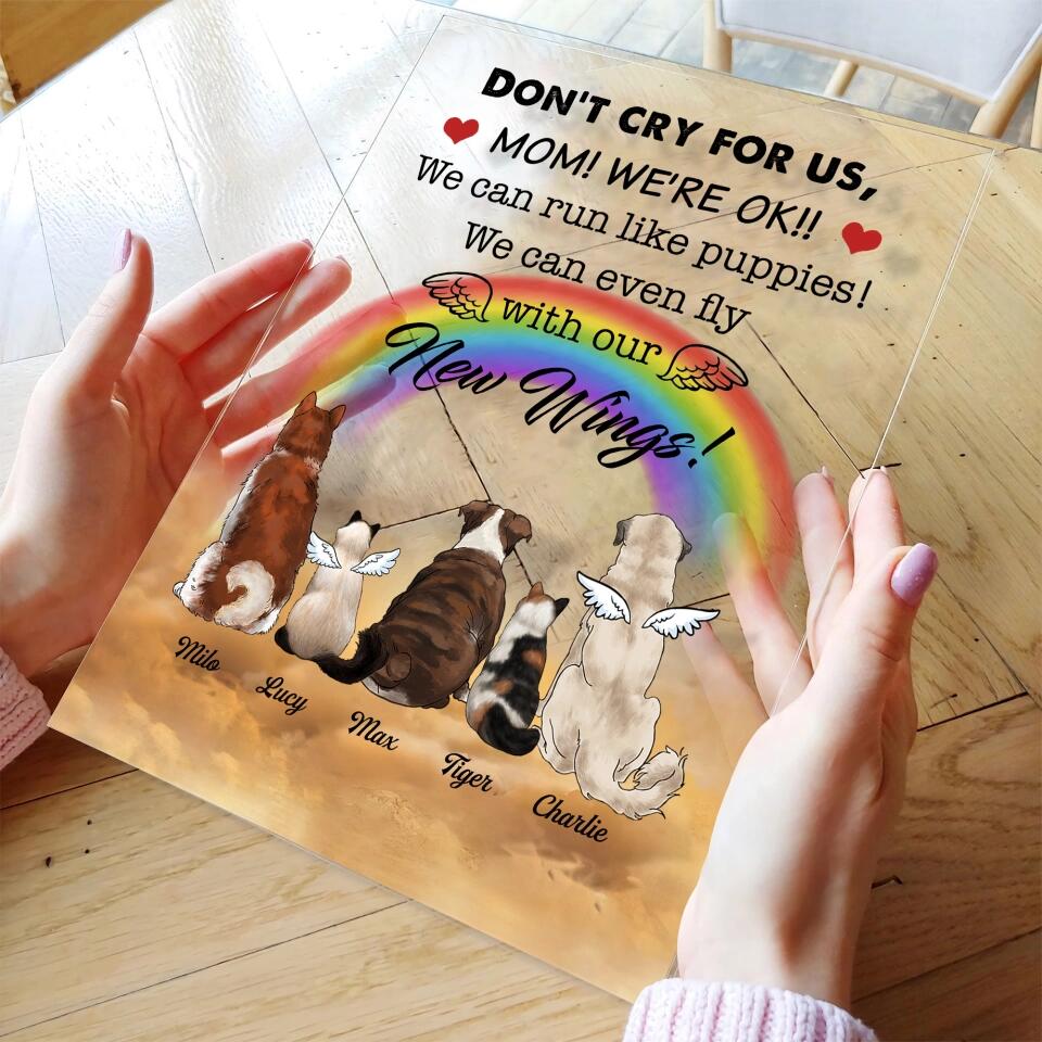 Personalized Acrylic Plaque - Gift For Dog & Cat Lover - Don't Cry For Us ARND018