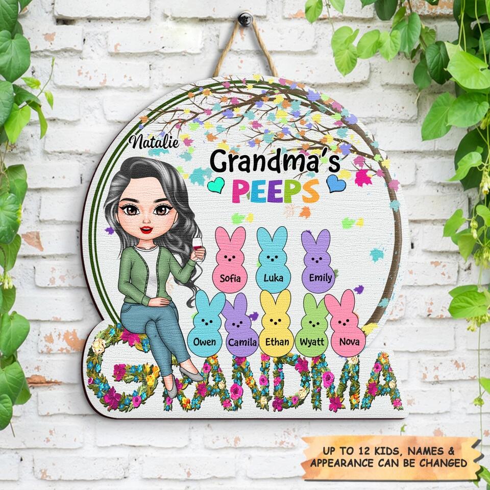 Personalized Door Sign - Gift For Grandma - Grandma's Peeps ARND037