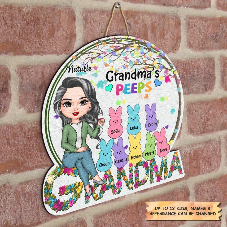 Personalized Door Sign - Gift For Grandma - Grandma's Peeps ARND037