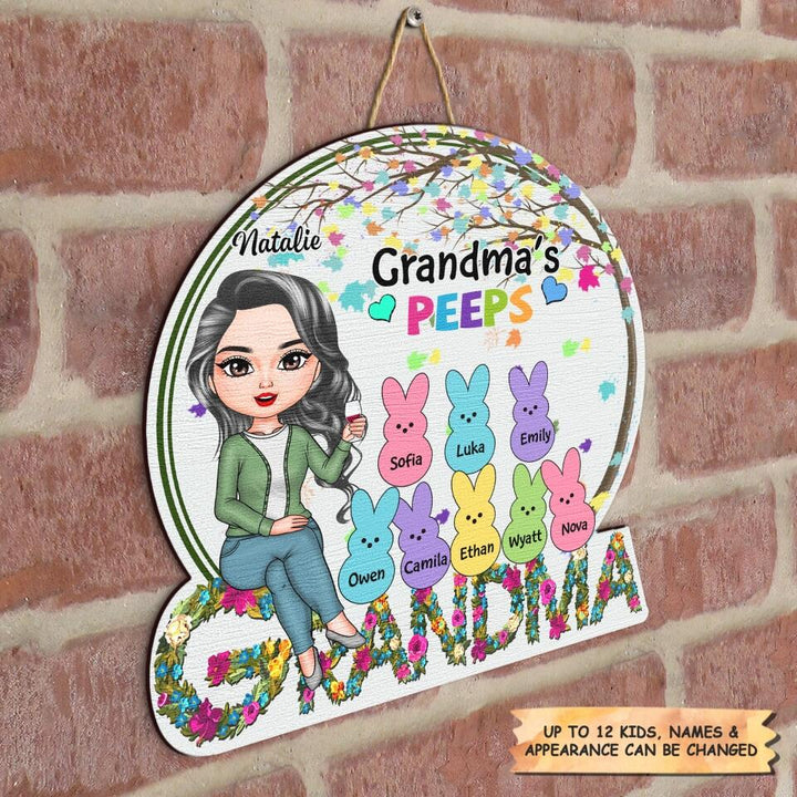 Personalized Door Sign - Gift For Grandma - Grandma's Peeps ARND037