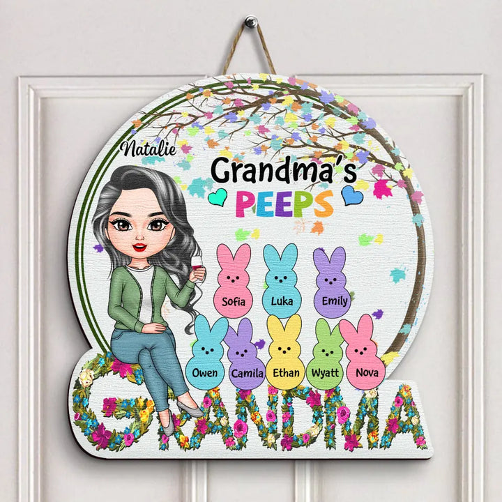 Personalized Door Sign - Gift For Grandma - Grandma's Peeps ARND037
