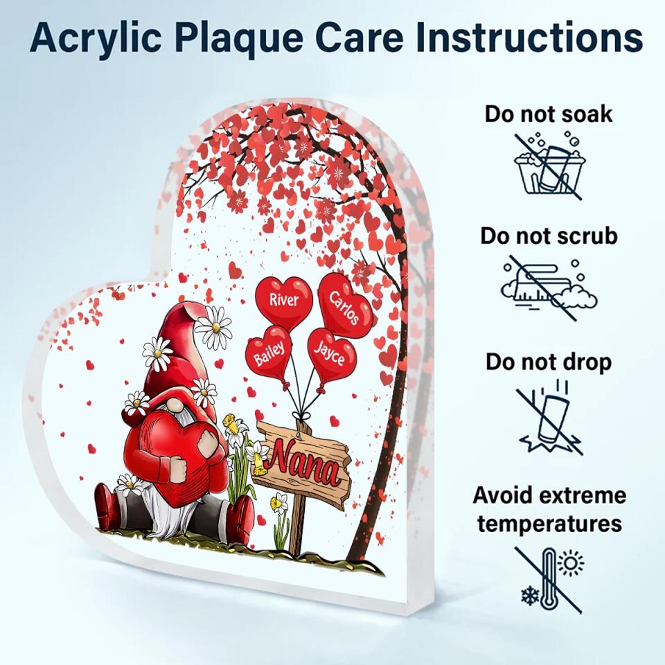 Personalized Heart-shaped Acrylic Plaque - Gift For Grandma - Grandma's Heart ARND036