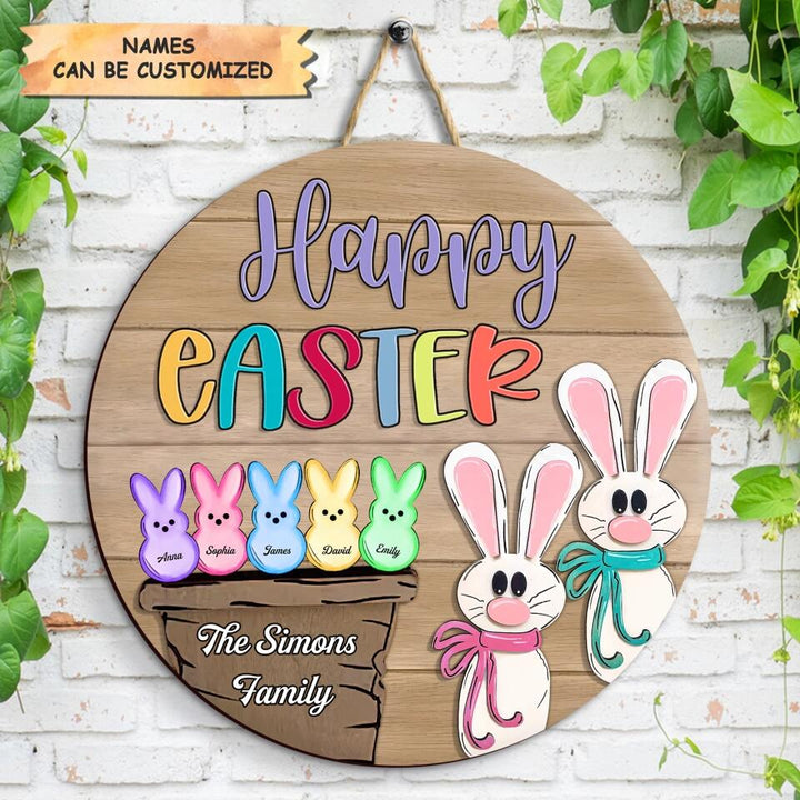 Happy Easter - Personalized Door Sign - Easter Gift For Family Members
