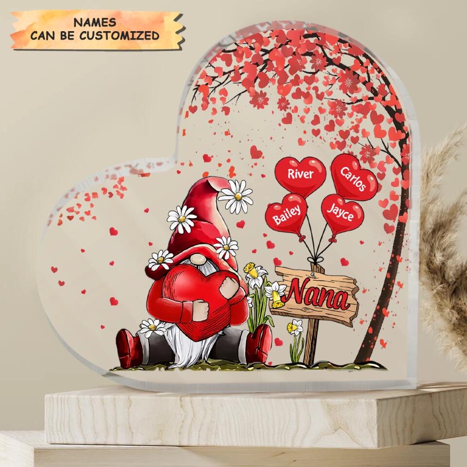 Personalized Heart-shaped Acrylic Plaque - Gift For Grandma - Grandma's Heart ARND036