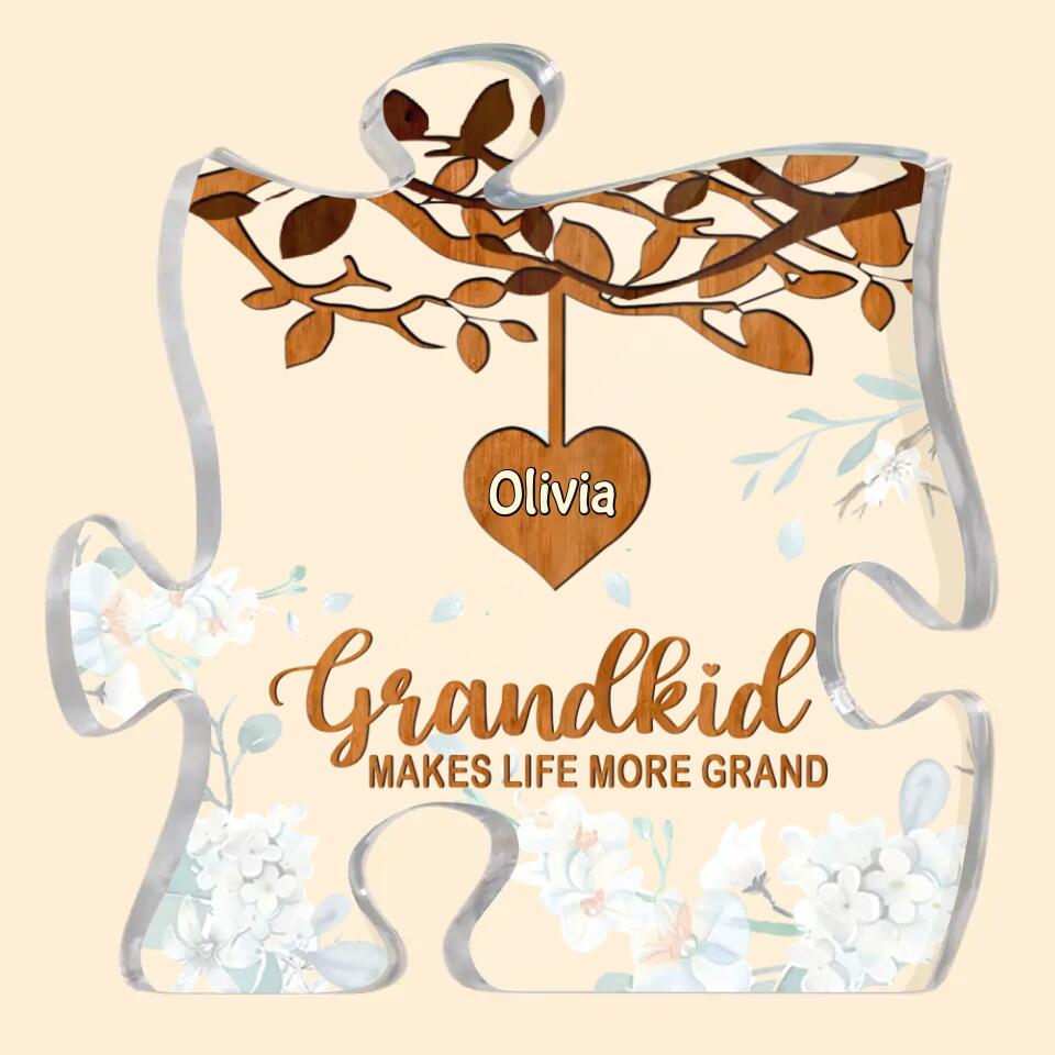 Personalized Puzzle Acrylic Plaque - Gift For Grandma - Grandkids Make Life More Grand ARND0014