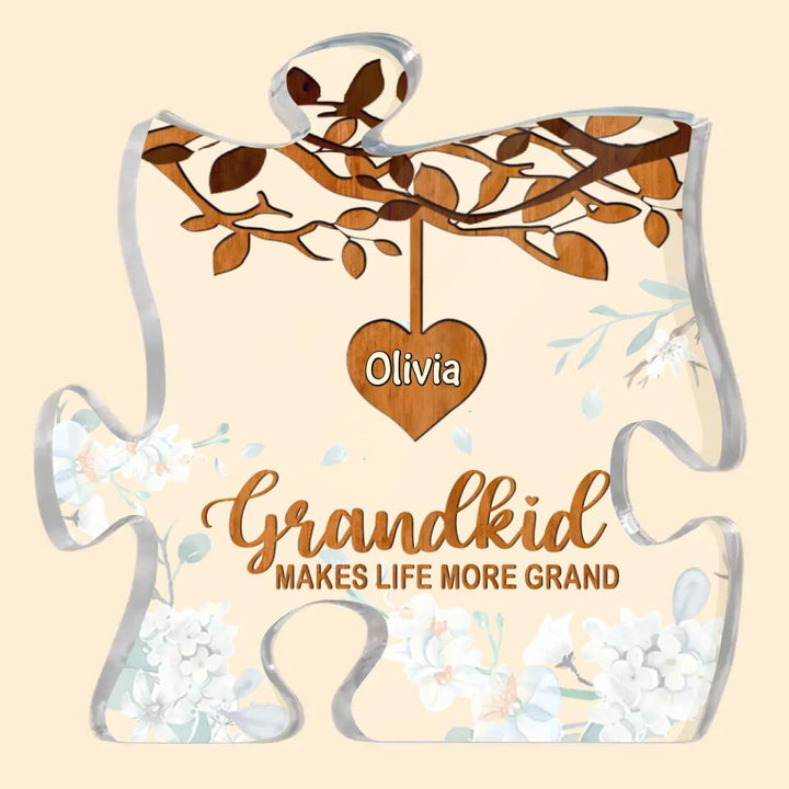 Personalized Puzzle Acrylic Plaque - Gift For Grandma - Grandkids Make Life More Grand ARND0014