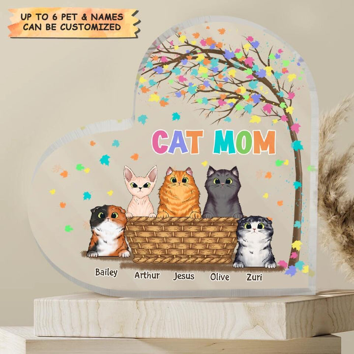 Personalized Heart-shaped Acrylic Plaque - Gift For Pet Lover - Dog Mom Cat Mom ARND037