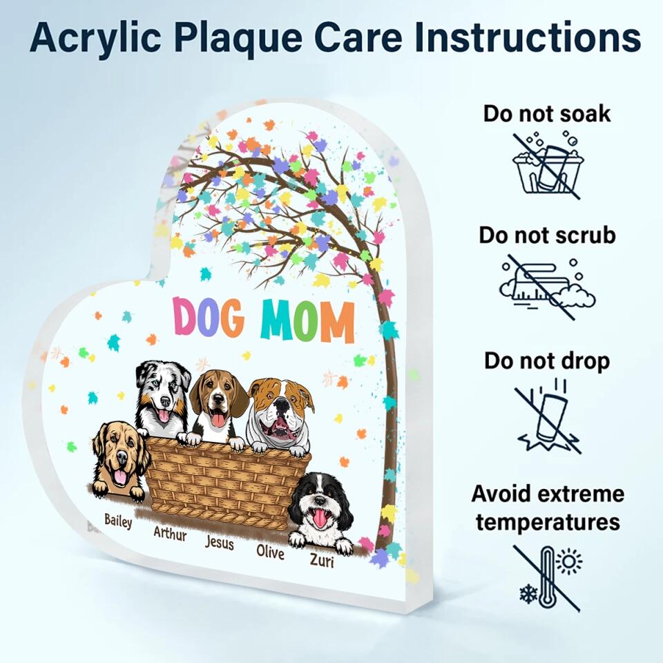 Personalized Heart-shaped Acrylic Plaque - Gift For Pet Lover - Dog Mom Cat Mom ARND037