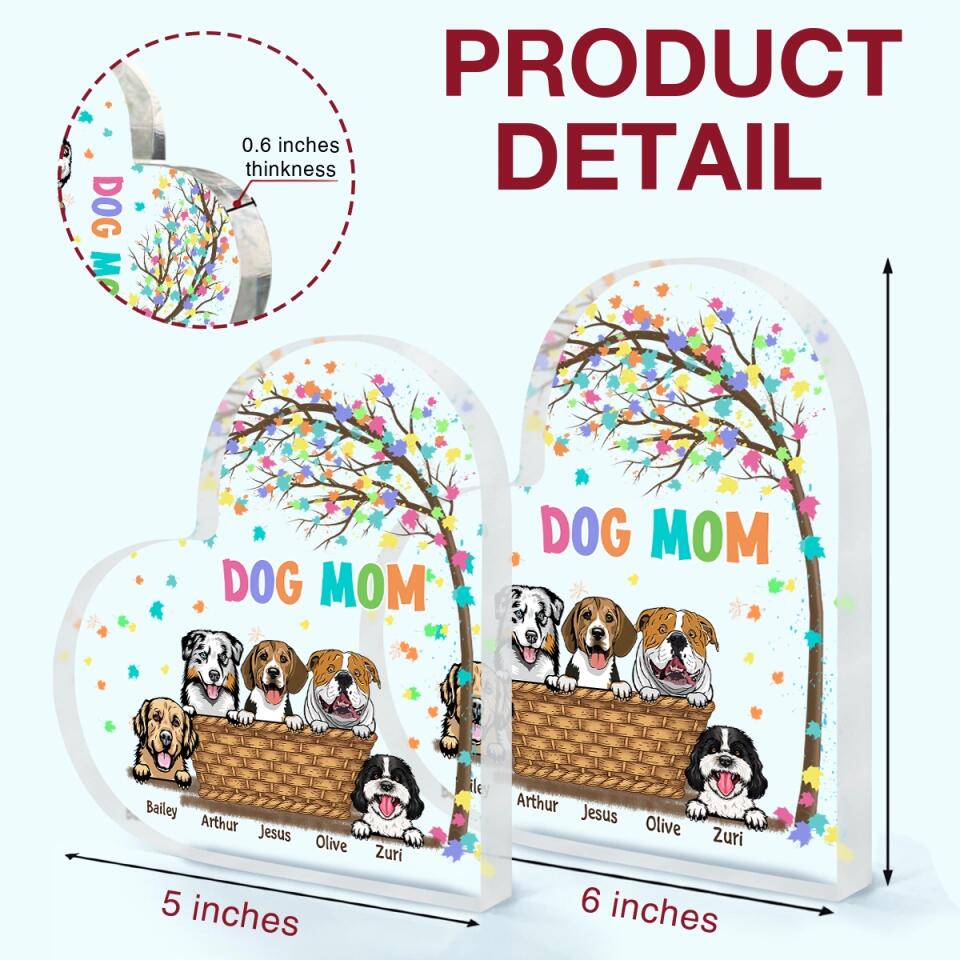 Personalized Heart-shaped Acrylic Plaque - Gift For Pet Lover - Dog Mom Cat Mom ARND037