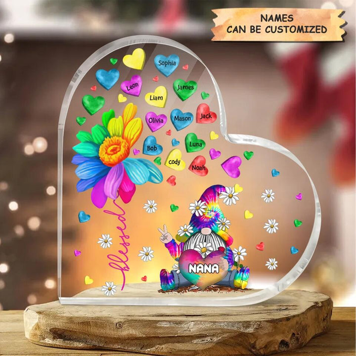 Personalized Heart-shaped Acrylic Plaque - Gift For Grandma - Gnome Nana Sweet Hearts ARND037