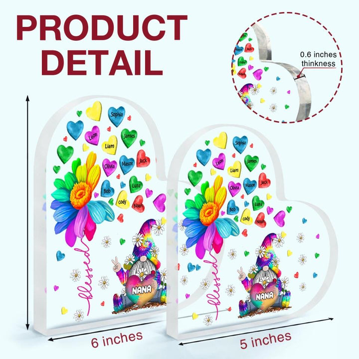 Personalized Heart-shaped Acrylic Plaque - Gift For Grandma - Gnome Nana Sweet Hearts ARND037