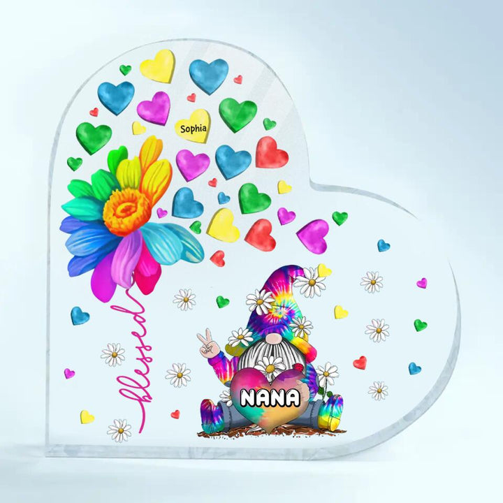 Personalized Heart-shaped Acrylic Plaque - Gift For Grandma - Gnome Nana Sweet Hearts ARND037
