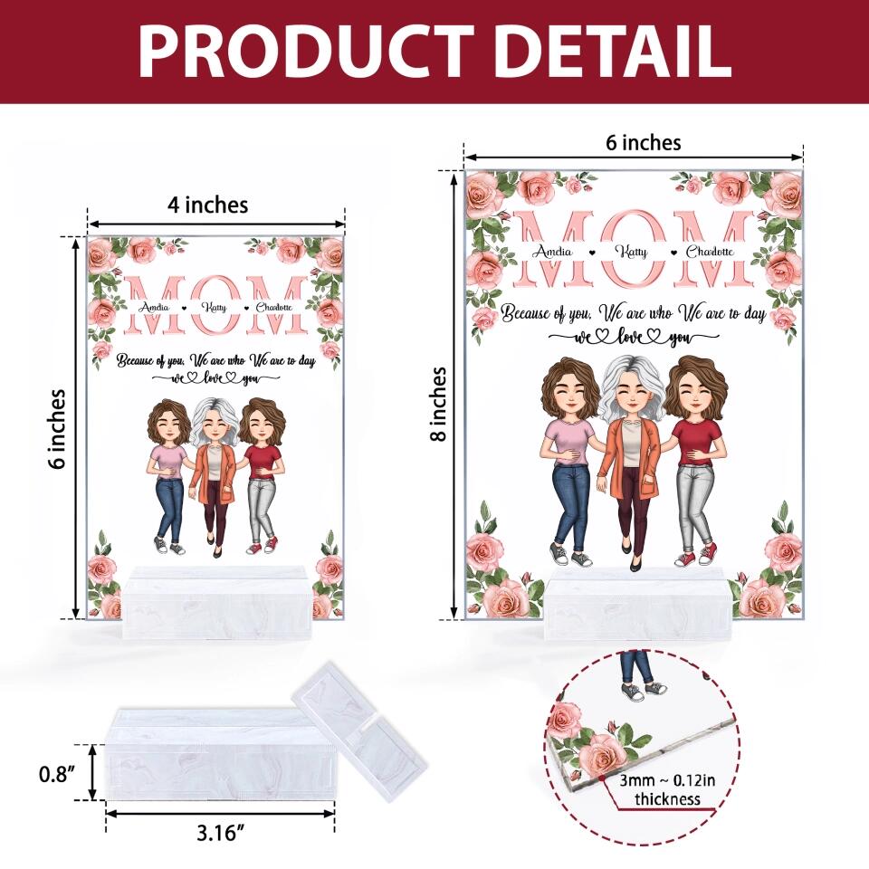 Personalized Acrylic Plaque - Gift For Mom - Mom Everything I Am Because Of You ARND037