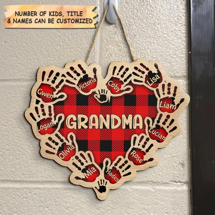 Personalized Door Sign - Gift For Grandma - Grandma's Heart Hands ARND018