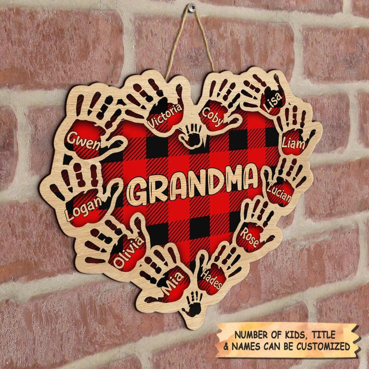 Personalized Door Sign - Gift For Grandma - Grandma's Heart Hands ARND018