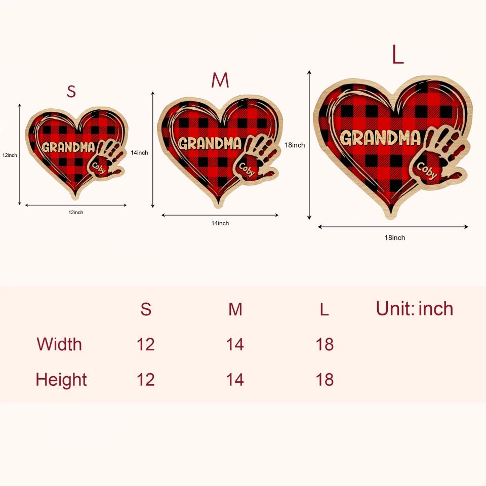 Personalized Door Sign - Gift For Grandma - Grandma's Heart Hands ARND018