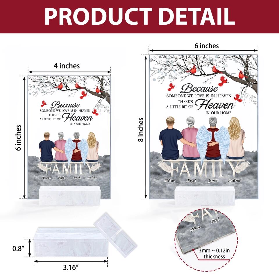 Personalized Acrylic Plaque - Gift For Family Member - A Hug From Heaven ARND037