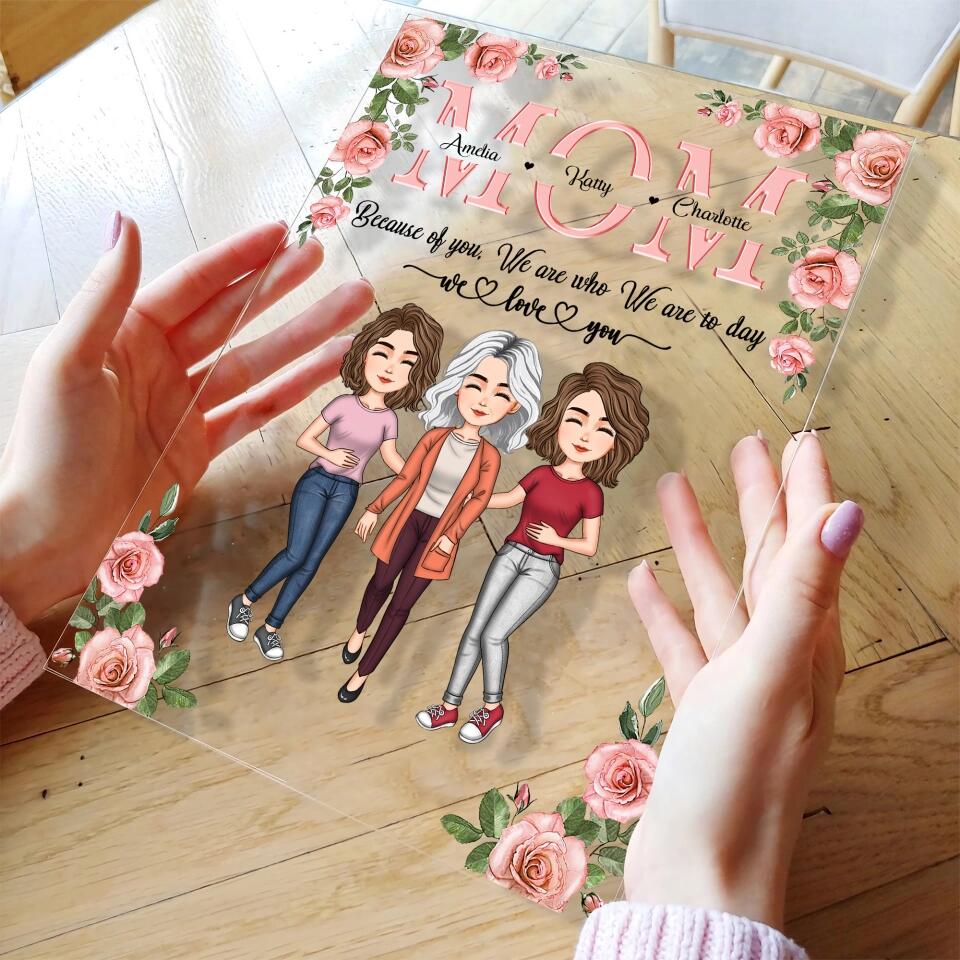 Personalized Acrylic Plaque - Gift For Mom - Mom Everything I Am Because Of You ARND037