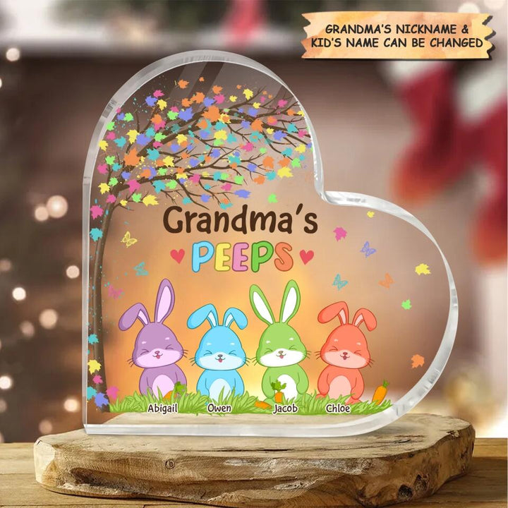 Grandma's Peeps  - Personalized Heart-shaped Acrylic Plaque - Easter Gift For Family