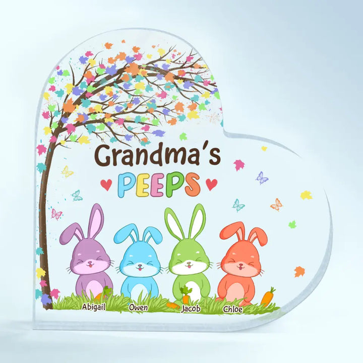 Grandma's Peeps  - Personalized Heart-shaped Acrylic Plaque - Easter Gift For Family