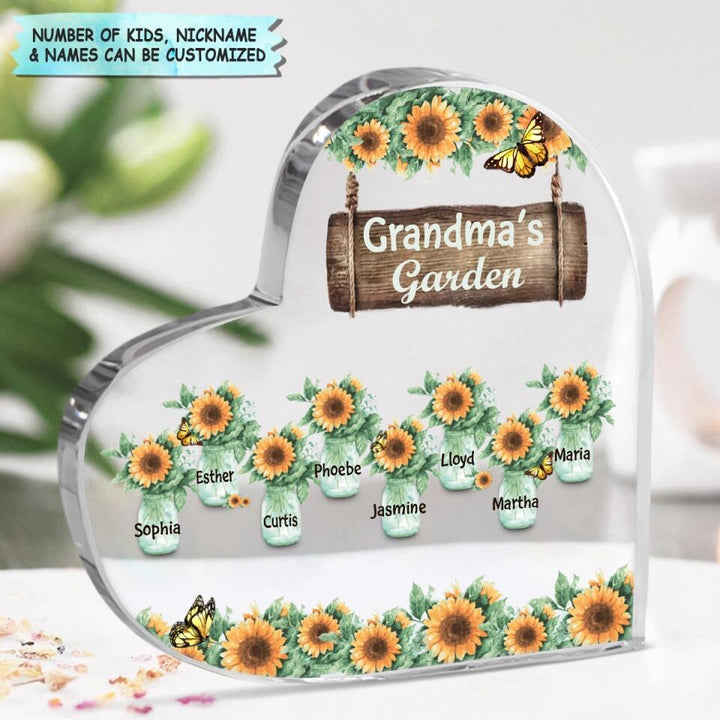 Personalized Heart-shaped Acrylic Plaque - Gift For Grandma - Grandma's Garden ARND018